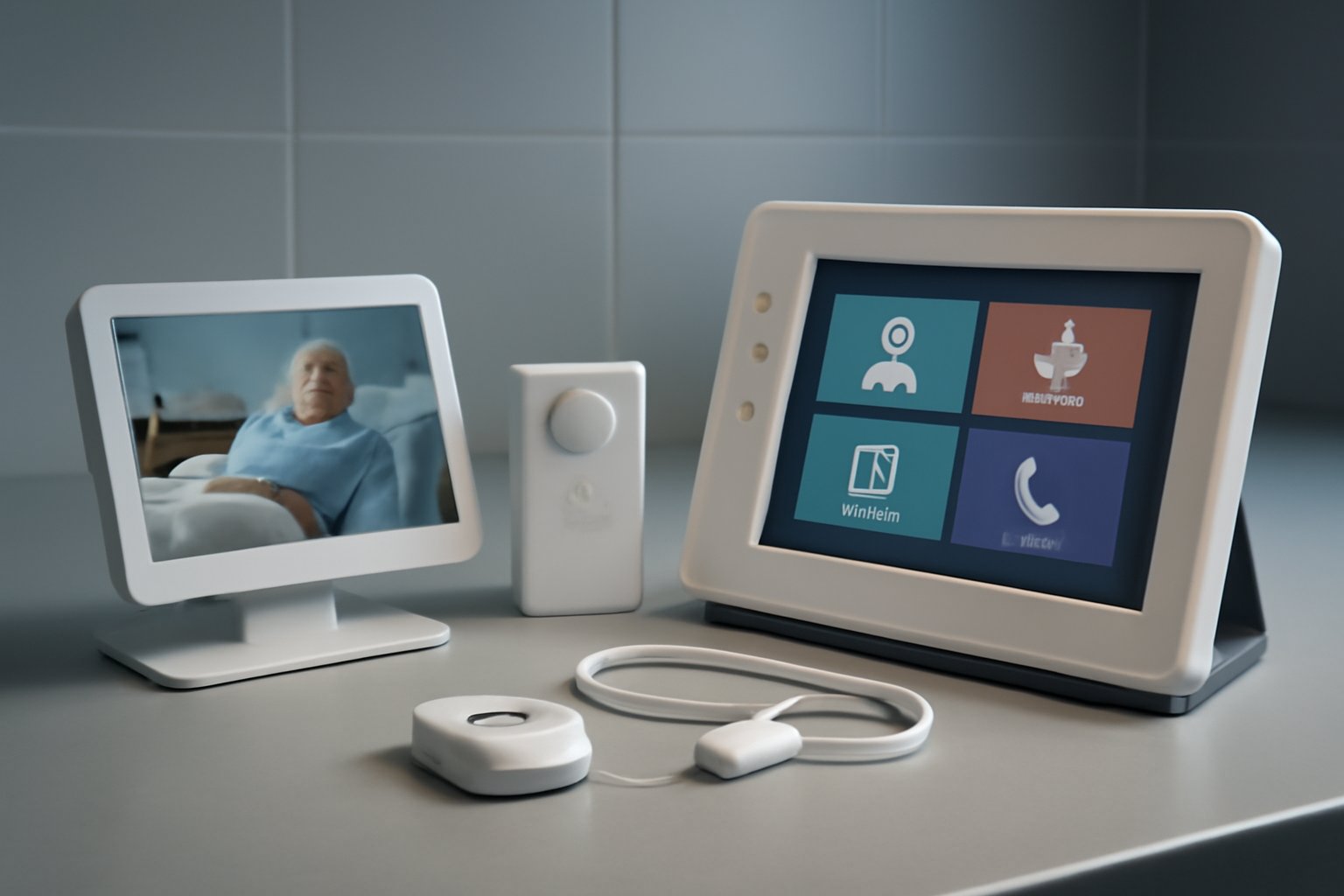 Care home falls monitoring technology and control panel