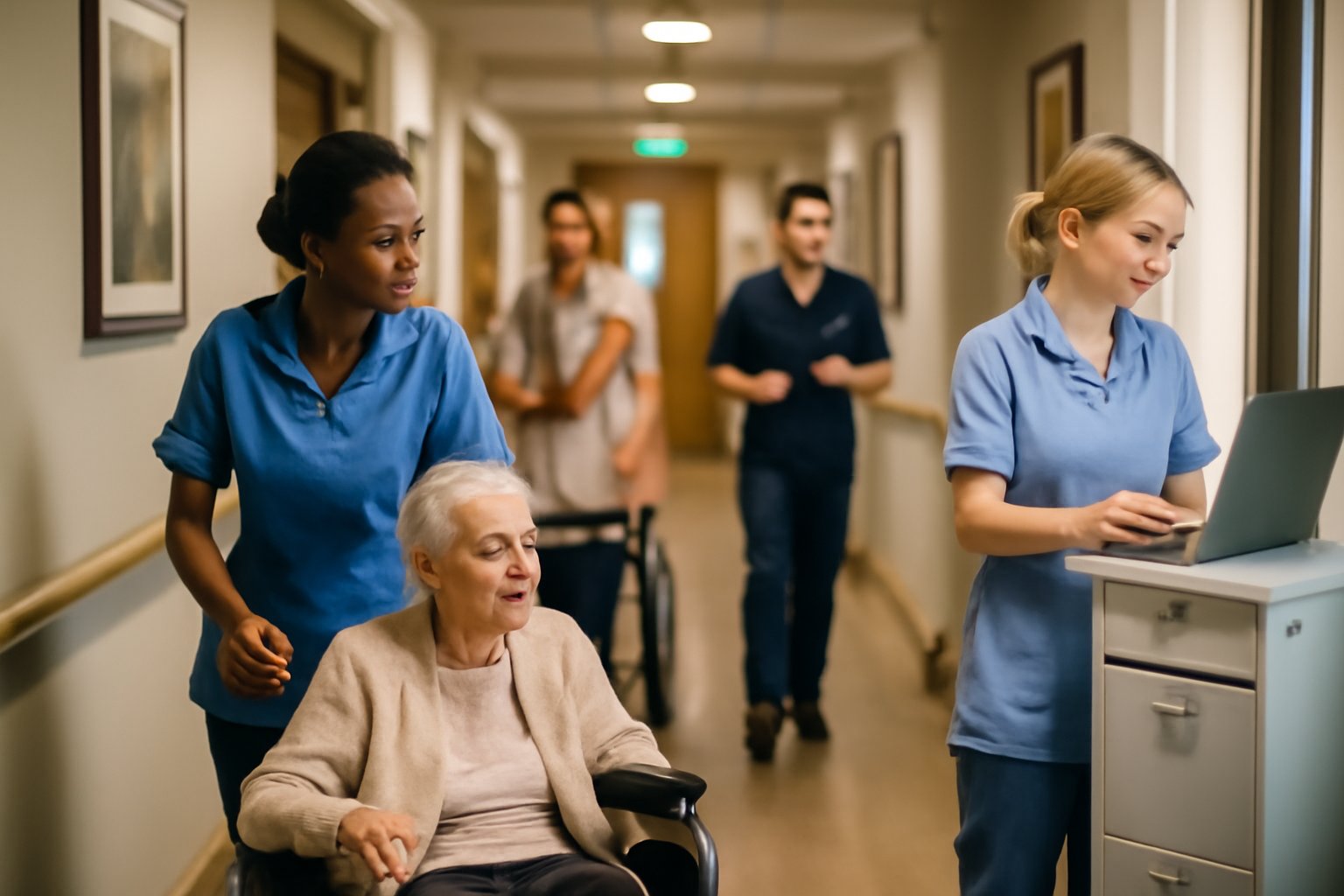 Professional care home operations in a busy facility